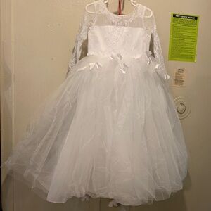 Elegant White Lace Kids Dance Dress